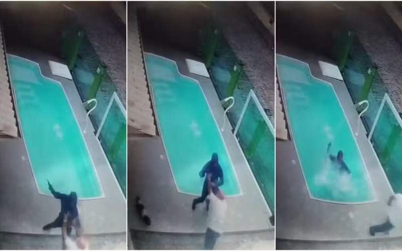 Homem reage a assalto, empurra criminoso na piscina e consegue escapar em Santa Catarina