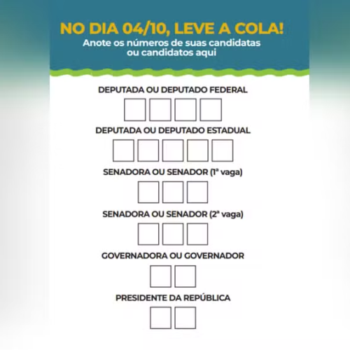 Cola eleitoral: veja a ordem de votação na urna e prepare sua “colinha” para o domingo