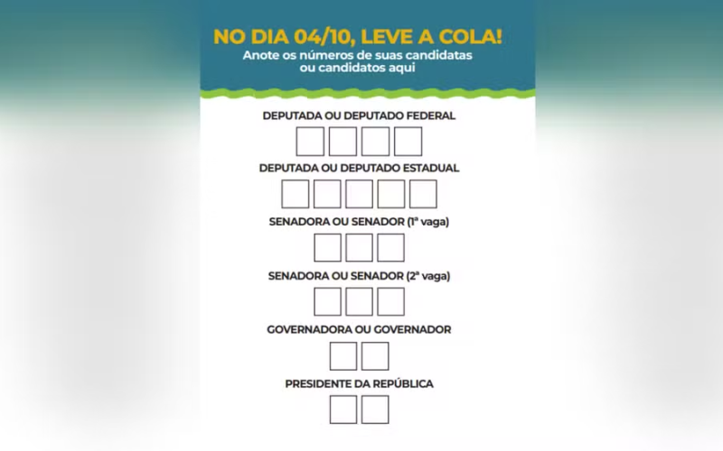 Cola eleitoral: veja a ordem de votação na urna e prepare sua “colinha” para o domingo