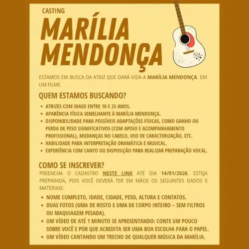 Cinebiografia de Marília Mendonça inicia busca por protagonista em Mato Grosso do Sul